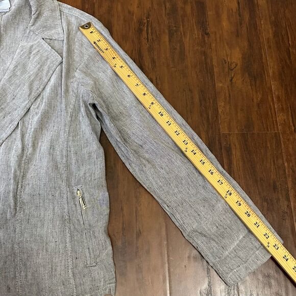 NWT CHICO'S L/S Linen-Blend Stretch Moto Jacket in Espresso - Picture 12 of 12